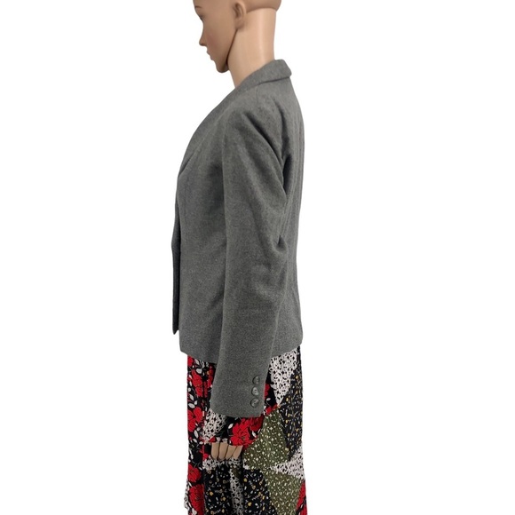 Vintage Oscar De La Renta Wool Gray Miss O Double Breasted Short Blazer - Picture 3 of 8